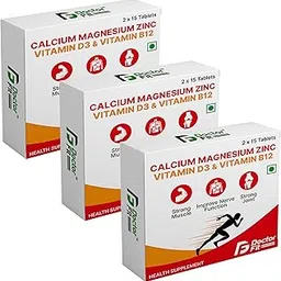 Doctor Fit Calcium Magnesium Zinc with Vitamin D3 and B12 Tablets, Health Supplement for Muscle, Nerve and Joint Support - (90 Tablets)-image-65