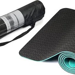 Tarkan Non Slip Yoga Mat, 8mm Extra Thick Eco Friendly TPE Exercise Mats with Carrying Bag (Black & Green, Unisex)-picture-35
