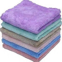 T TRENDY MART Microfiber Handkerchief Set, Extra Soft Absorbent Hankies for Women Kids Newborn Babies, 400 GSM, Multicolor, 25x25 cm, Pack of 6-picture-45