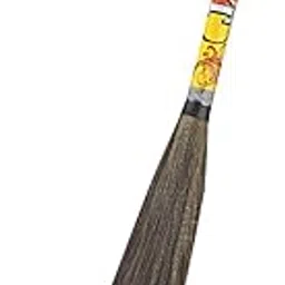 BBT Broom 100% Natural Grass Dry Phool Jhadu for Cleaning House and Offices Designer Plastic Handle-image-1