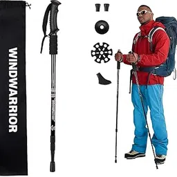 HOLYDELIGHT Adjustable Trekking Poles – Lightweight Aluminum Hiking Sticks with Shock Absorbers & Terrain Tips – Foldable Walking Poles for Men, Women & Kids with Storage Bag (Black, Set of 1)-image-91