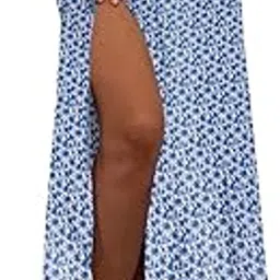 mikuchiku Women's Floral Print Midi Skirt with High Side Slit ? Lightweight Summer A-Line Skirt-picture-17