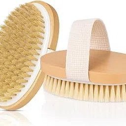 Opaz Dry Body Brush 2 pack Natural Bristle for Dry Skin - Exfoliator scrubber - wet or dry scrub Smooth cellulite - Stimulate blood flow-picture-22