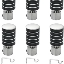 Rkoing Stainless Steel Curtain Bracket with Support 1 Inch Rod Pocket Finials Designer Door and Window Rod Support Fittings, Curtain Rod Holder (Pack of 6, Black)-picture-24