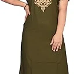 valencia sleepwear lissybissy Cotton Resham Embroidery Nighty Night Gown Maxi for Women A line (Green, X-Large)-picture-12