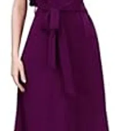 queen ellie Women's Striped Button Front Ruffle Trim Belted A-line Dress-picture-29