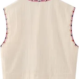 shopora Women Floral Embroidery Vest Open Front Jacket Vintage Style Female Crop Top M Pink | Womens Clothing | Coats & Jackets-picture-17