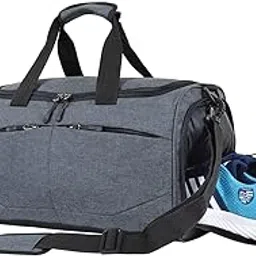 fatmug Men's and Women's Polyester Gym Sports Duffle Bag with Wet Pocket Shoe Compartment for Training, Outdoor, Yoga, Overnight Travel - Medium Size (Dark Grey 28L)-picture-48