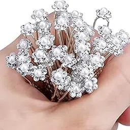 chema Big Offer (24 pcs) Bridal Hair Pins Bride Diamond Pearl Flower Tiara U-Pins Elegant Rhinestone Hair Fork for Wedding Bridesmaid Party Women Girls Hair Accessories-picture-10