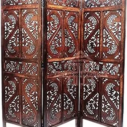 Wooden Room Divider Partition - Foldable Wood Screen Separator for Living Room, Bedroom, Office, Restaurant || S Design 5 Feet - 3 Panel (Brown)-picture-29