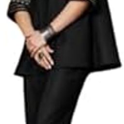 fcv Women's Cotton Co-ord Set Black 3/4 Sleeve Top Embroidered Summer Stylish Co ord Set-picture-41