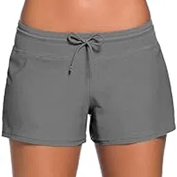 sgmwvb Women Sports Summer Tankini Bottom Slit Swim Beach Board Shorts-picture-41