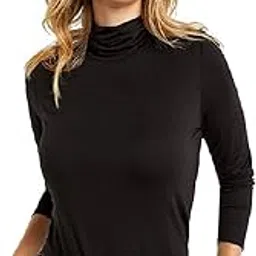 fabricorn Stylish Black Long Sleeve Turtle Neck Cotton Tshirt for Women (Black)-picture-37