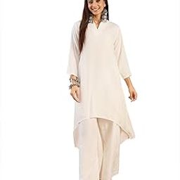 inweave Women White Manderian Neck Kurta Set-picture-27