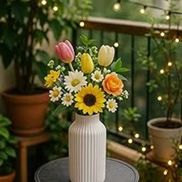 Decor with Sara Modern Design Round Ceramic White Big Size-8 Inch Pipe Flower Vase for Table Decor & Home-8 Inch-picture-31