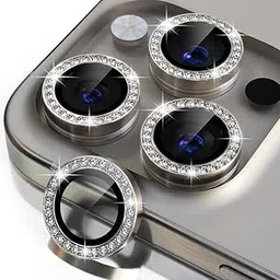iPhone 15 Pro / 15 ProMax Diamond Camera Lens Protector - Anti-Scratch [9H Hardness] Tempered Glass, Aluminum Ring (Full Coverage, Case-Friendly) - Natural Titanium-picture-29
