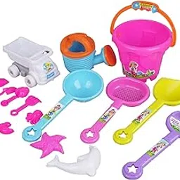 Asian Royal Beach Set Sand Toys Castle Play Set with Fish, Crab, Star Fish, Fish, Dump Truck, Moulds for Kids & Toddlers, Useful for Gardening & Outdoor Tool Kit (JCB Construction Theme)-image-49