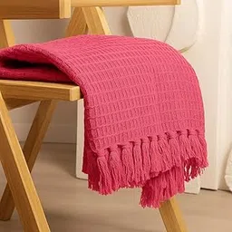My Home Soft Cotton Throw Blanket | Used Both Indoor and Outdoor | Blanket for Living Room, Sofa, Bed & Chair | 130x170 cm (Pink)-image-12