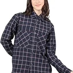 dlanxa Women Plaid Button Down Winter Wear Warm Check Shacket-picture-14