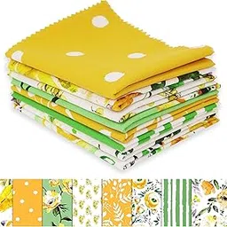 Soimoi 8 Pc Fat Quarter Bundle Floral Print 18"x 22" DIY Patchwork- 100% Cotton Pre-Cut Quilting Fabric Yellow & Green-image-4