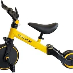 Pedal & Play Kids Tricycle, Black and White, Adjustable Handlebar and Seat, Indoor Outdoor Learning Bike for Toddlers (Yellow)-picture-16