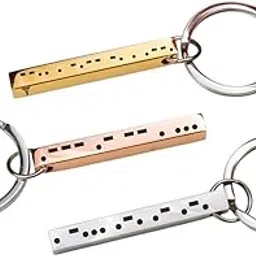 luigi Brass 4 Sided Morse Code Secret Message Keychain, Custom 3D Bar Keyring Key Fob, Gift for Her Him, Personalized Morse Code Custom Jewelry, Assorted-picture-10