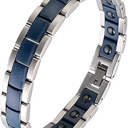zivom Navy Blue Ceramic Silver 316L Stainless Steel Magnetic Bracelet Men-picture-36