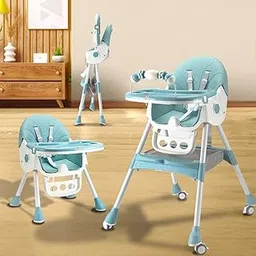 Infantso Feed-X 5-in-1 Multifunctional Baby High Chair for Baby/Kids, Toddler Feeding Booster Seat with Safety Harness, Wheels, Cushion & Basket, Adjustable Height, 6 Month-3 Years Fodable & Portable-image-64