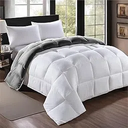 Epinch® Reversible Comforter Soft as Feathers | 200 GSM Filling AC Room Comforter with 4 Corner Loops | Lightweight Blanket/Quilt for Home and Hotel (White & Dark Grey, King_92 X 106 Inch)-picture-12