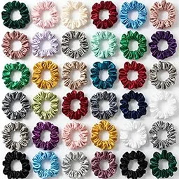 VELVERI 36PACK Premium Satin Scrunchies | Vibrant Multicolor Pack | Soft & Silky Ponytail Holders for Women and Girls | Strong Elastic Hair Ties | Strong Hold Elastic Hair Bands for Women (PACK OF 36)-picture-49