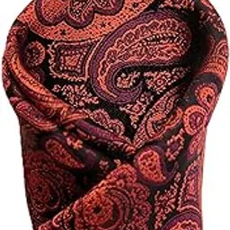 voici France Men's Paisley Self-Design Bow Ascot Cravat Necktie and Pocket Square Pure Satin Microfiber Free Size-picture-11
