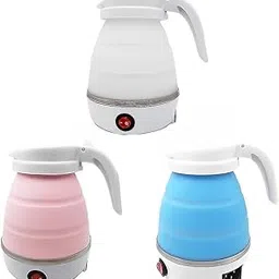 Travel Folding Electric Kettle, Fast Boiling, Beautiful Design Collapsible, Portable Electric Kettle Boil Dry Protection, 100-240V Food Grade Silicone Foldable Kettle (White-picture-12