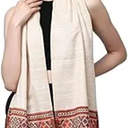 Handwoven Wool Muffler – Embroidered Off White 1 Patti Design | Cozy and Warm Scarf for Men and Women | Traditional Pure Wool Craftsmanship for Winter Fashion (Off White)-image-94