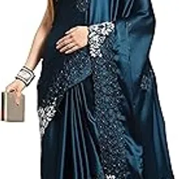 trendmalls Women's Crepe Silk Embroidery Work Saree with Unstitch Blouse Piece-picture-11