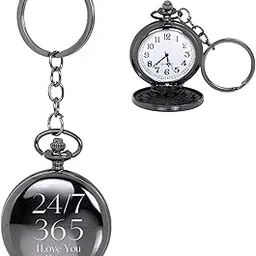 crownlit Antique Pocket Watch with Valentine 24/7 Design, Black.-picture-41