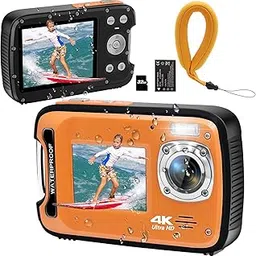 YEEIN Underwater Camera 4K 48MP Autofocus Selfie Dual Screen Waterproof Camera with Floating Strap and 32GB Card, 17FT Compact Waterproof Digital Camera, Fill Light Underwater Camera for Snorkeling-picture-20