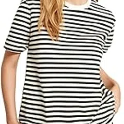 mack jonney Oversized | Loose Fit | Half Sleeves 100% Cotton Round Neck Striped T-Shirt for WOMEN-MACK640651-picture-16