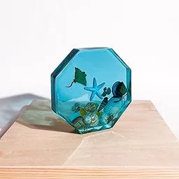 Seashell Serenity Resin Ocean Blue Drink Coasters Home Decor (Single, Octagon)-picture-16