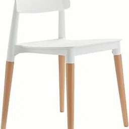 creative Dining Chair, White Plastic Seat with Wooden Legs, Scandinavian Design | (White) (Pack of 1)-picture-50