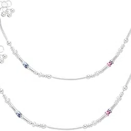 moonplus Silver Anklets for Women/payal/enamel kolusu-picture-56