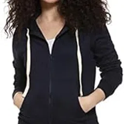 Women's Zip-Front Hoodie with Contrast Drawstring for Casual Wear | Hooded Neck | Long Sleeve | Zipper Closure | Cotton Sweatshirt Crafted with Comfort Fit for Everyday Wear-image-19