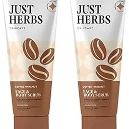 Just Herbs Coffee Body Scrub Walnut Exfoliating Detan Face & Body Scrub for Blackheads, Whiteheads, Removes Tanning & Glowing Skin - For Men & Women 100 Ml (Pack of 2)-image-57