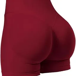 snappsy Yoga Shorts High Waisted Soft Workout Gym Shorts for Running XL Wine Red-picture-35