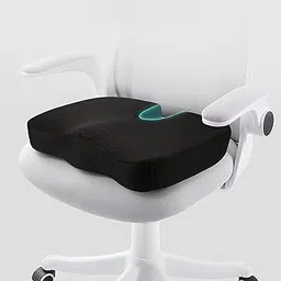 CUSHIO Coccyx Seat Cushion (High Density) for Tailbone, Sciatica, Hip Lower Back Pain Relief - Memory Foam Cushion for Office or Home Chairs or Wheelchairs (Upto 100KG, Mesh Black)-picture-53