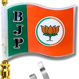 Almoda Creations BJP Car Bonnet Flag 3D Curve Design Car Flag Rod/Corner Rod/Car Stand-image-8