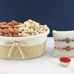 SFU E Com Set Of 2 Rakhi With Dry Fruit Hamper For Rakshabandhan Gift | Dry Fruit And Rakhi For Brother | Dry Fruit Basket Hamper | 89-image-64