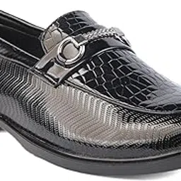 wellwalk Luxury Men’s Black Loafer Shoes – Shiny Patent Leather Slip-Ons with Metal Buckle-picture-16