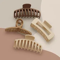 Gap-filla (4 Pack) Large Matte Hair Claw Clips, Neutral Brown and Beige, Strong Grip Jaw Clamps for Thick Hair, Modern Minimalist Design for Girls and Women-image-9
