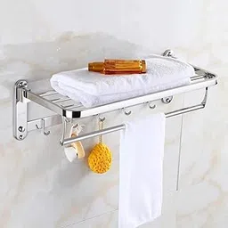 iSTAR New Look Stainless Steel 304 Grade Folding Towel Rack for Bathroom/Towel Stand/Hanger/Bathroom Accessories (24 Inch-Chrome Finish)-image-32