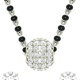 925 Sterling Silver Ball Mangalsutra Earring Chain Jewellery Set | Platinum Plated, Swiss Zirconia | Gift for Wife-image-76